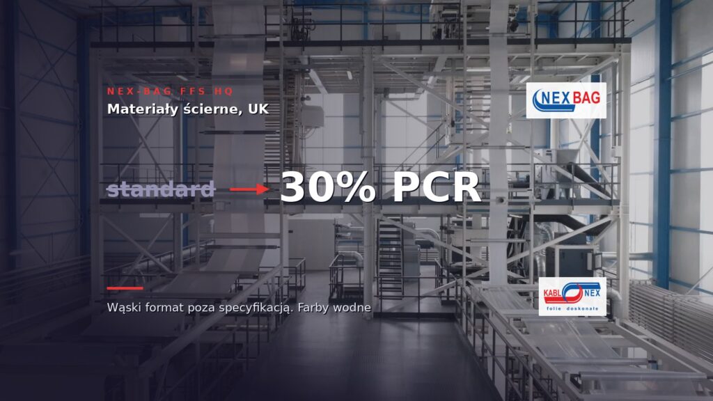 Brytyjski producent materiałów ściernych: wąski worek FFS z&nbsp;30% PCR i&nbsp;nadrukiem na&nbsp;farbach wodnych