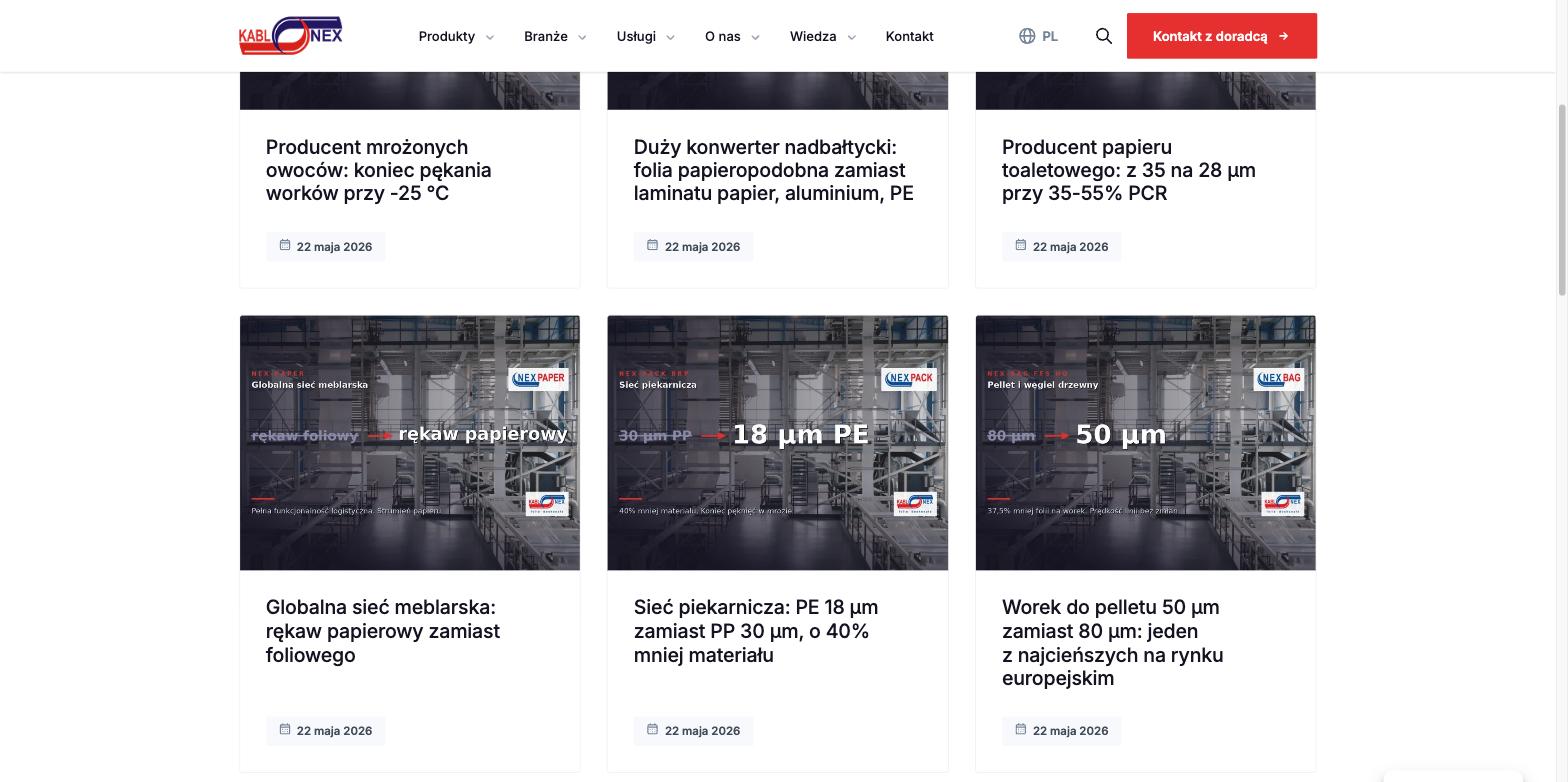 Case studies Kablonex: downgauging worków do pelletu, folii do pieczywa i rękaw papierowy zamiast foliowego